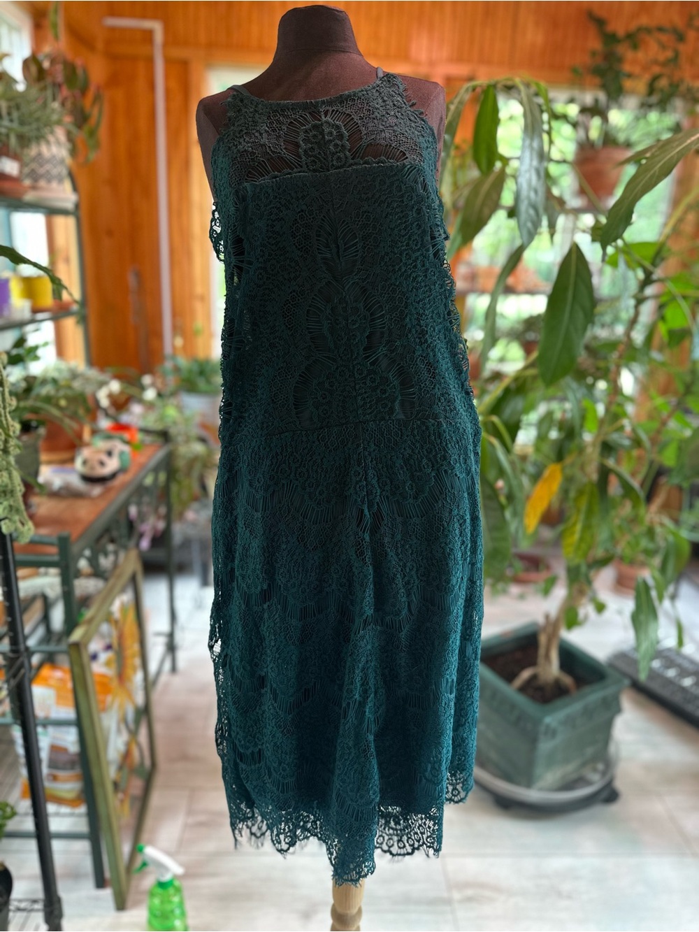 Free People Teal Lace Mini Dress
